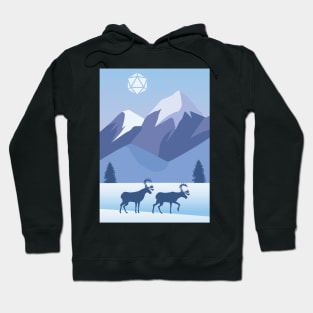 Snowy Mountain Landscape Polyhedral Dice Sun Hoodie